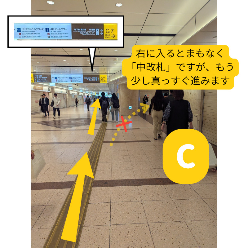 地下鉄東山線の「中改札口」手前